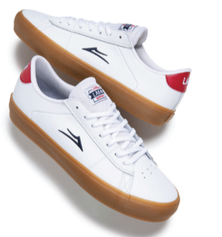 Lakai Newport Leather Skate Shoes - White/Gum 2.png