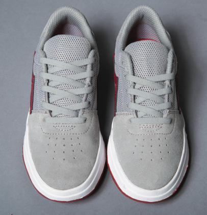Lakai Brighton Kids Grey Red Suede Skate Shoes lifestlye 1.png
