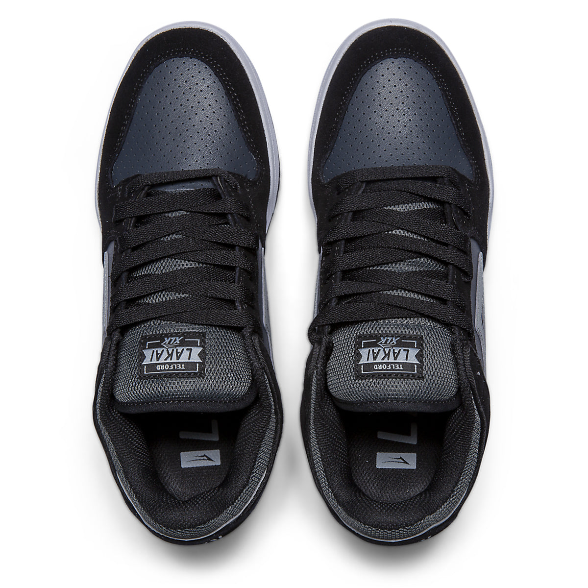 Lakai Telford Low Skate Shoes - Black/Grey Suede_TOP.jpg