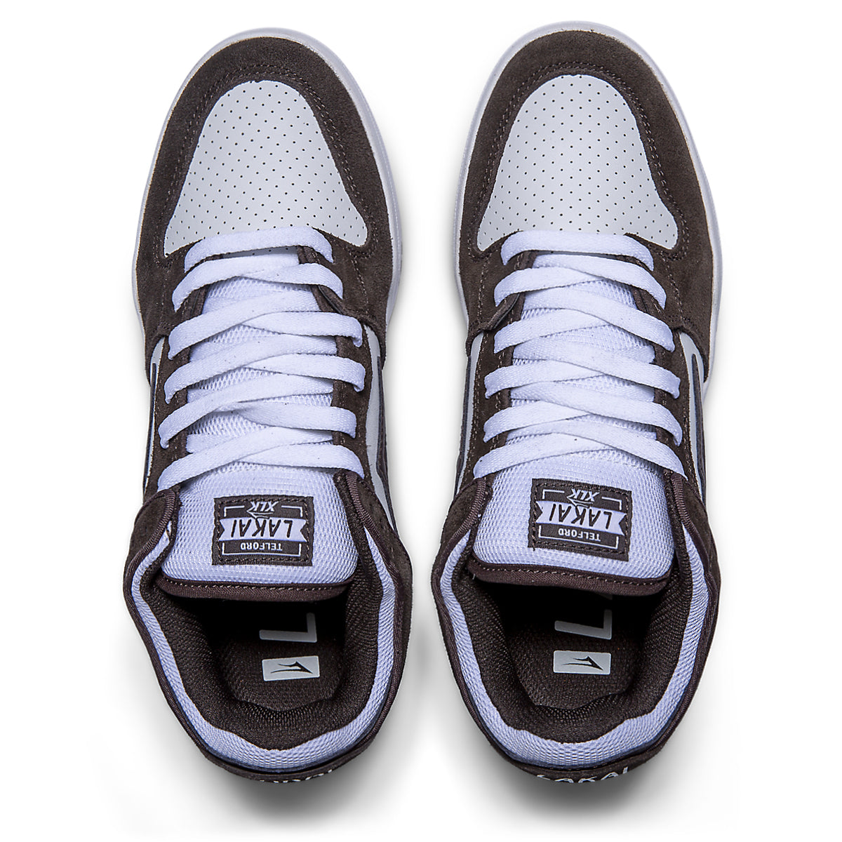 Lakai Telford Low Skate Shoes - Chocolate/White Suede_TOP.jpg