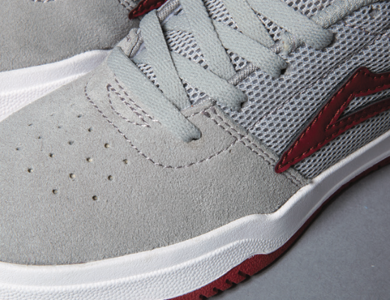 Lakai Brighton Kids Grey Red Suede Skate Shoes lifestlye 2.png