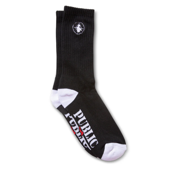 Lakai x Public Enemy Sniper Logo Socks Black/White.png
