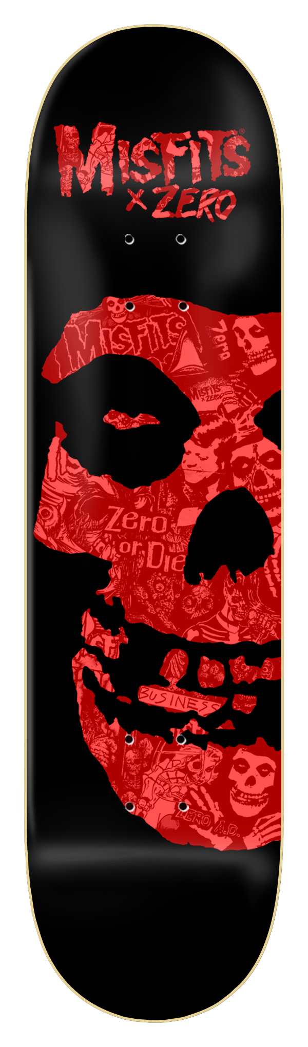 Zero Skateboard Deck Misfits Fiend Skull Collage Red Foil.png