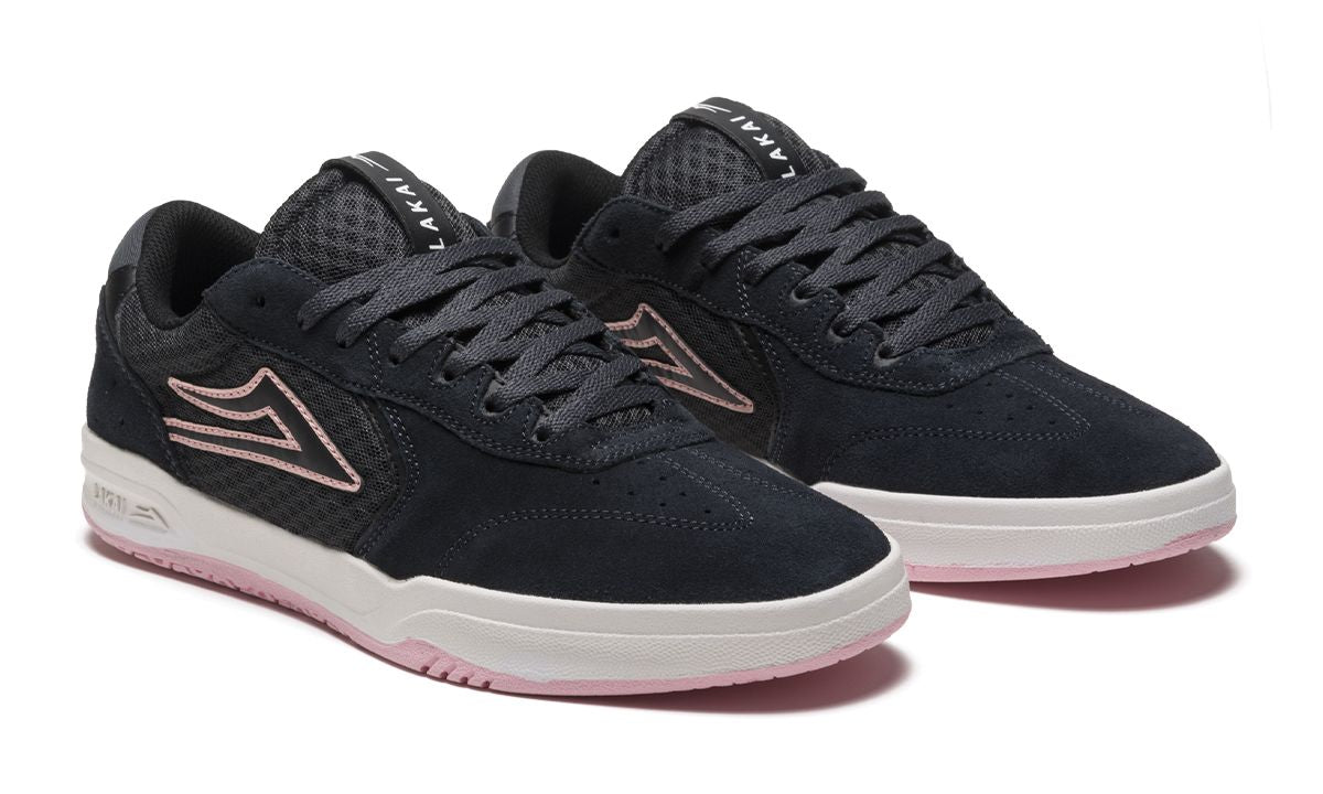 Lakai Atlantic Skate Shoes - Charcoal/Pink Suede DIAGONAL.jpg