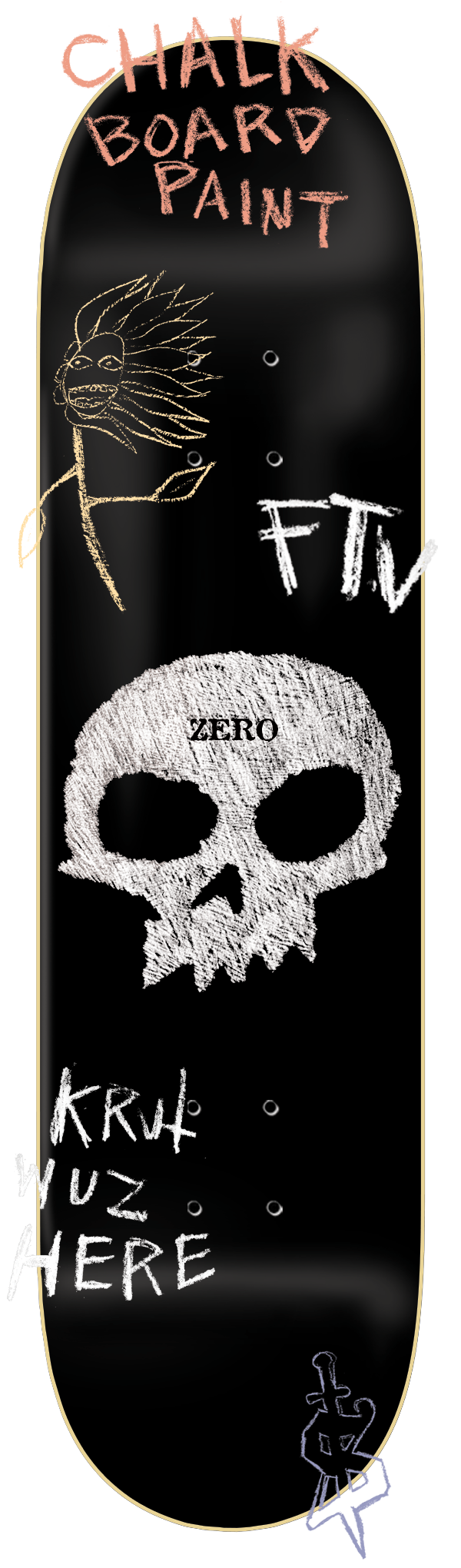 Zero Skateboard Deck Single Skull Chalkboard 8.25.png