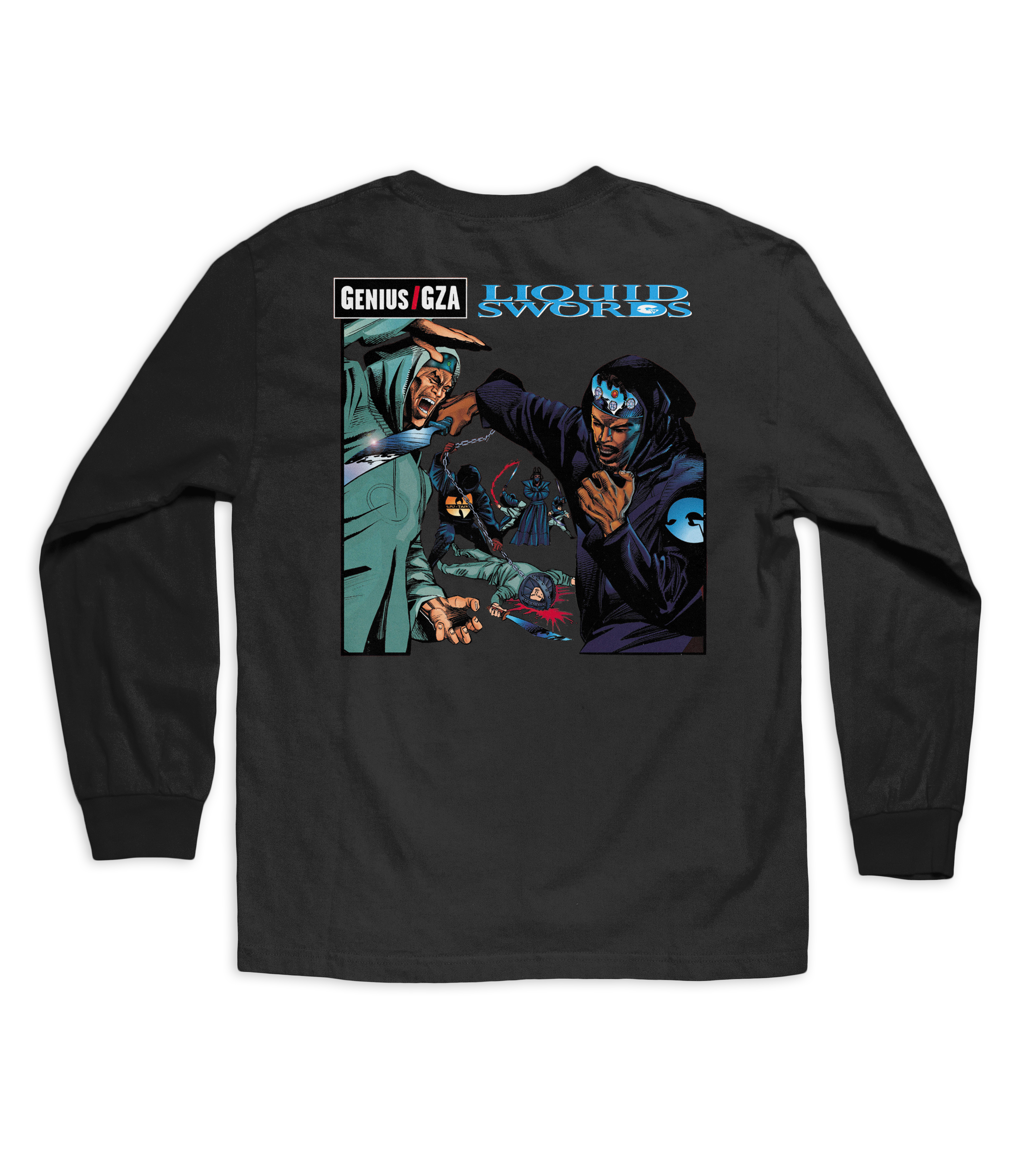 Chocolate Interscope Hip Hop 50 Liquid Swords Long Sleeve Tee Black back.png