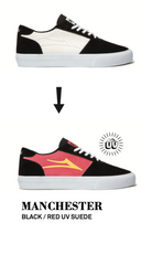 Lakai Manchester Skate Shoes - Black/Red UV Suede SUN TO SHADE.png