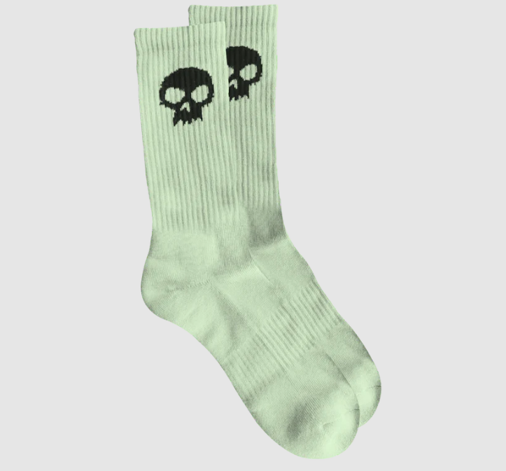 Zero Single Skull Crew Socks Glow in the Dark White.png