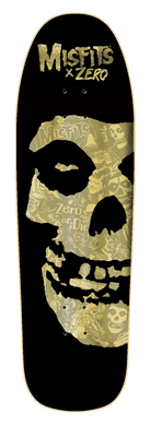 Zero Skateboard Deck Misfits Fiend Skull Collage Gold Foil .png