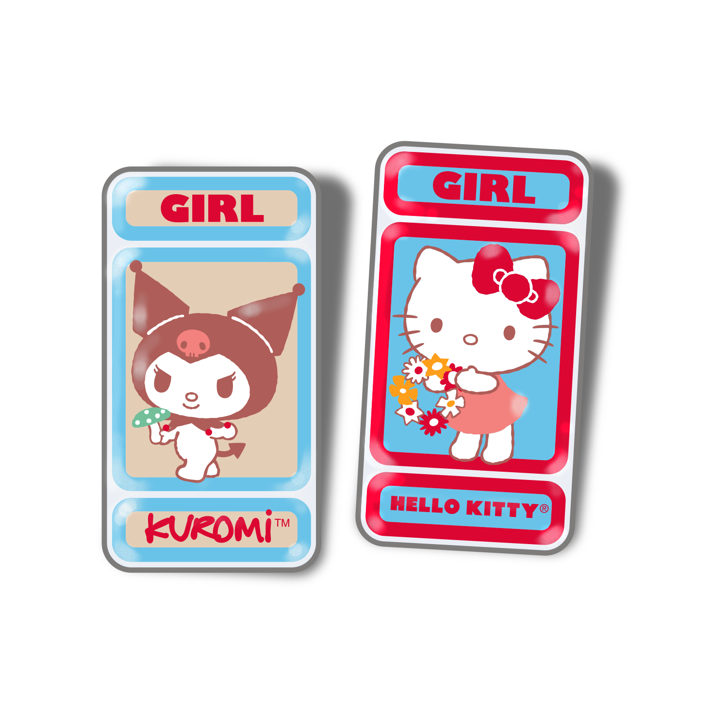 Girl Hello Kitty and Friends Kitty Kuromi Enamel Pin Set Multi.png